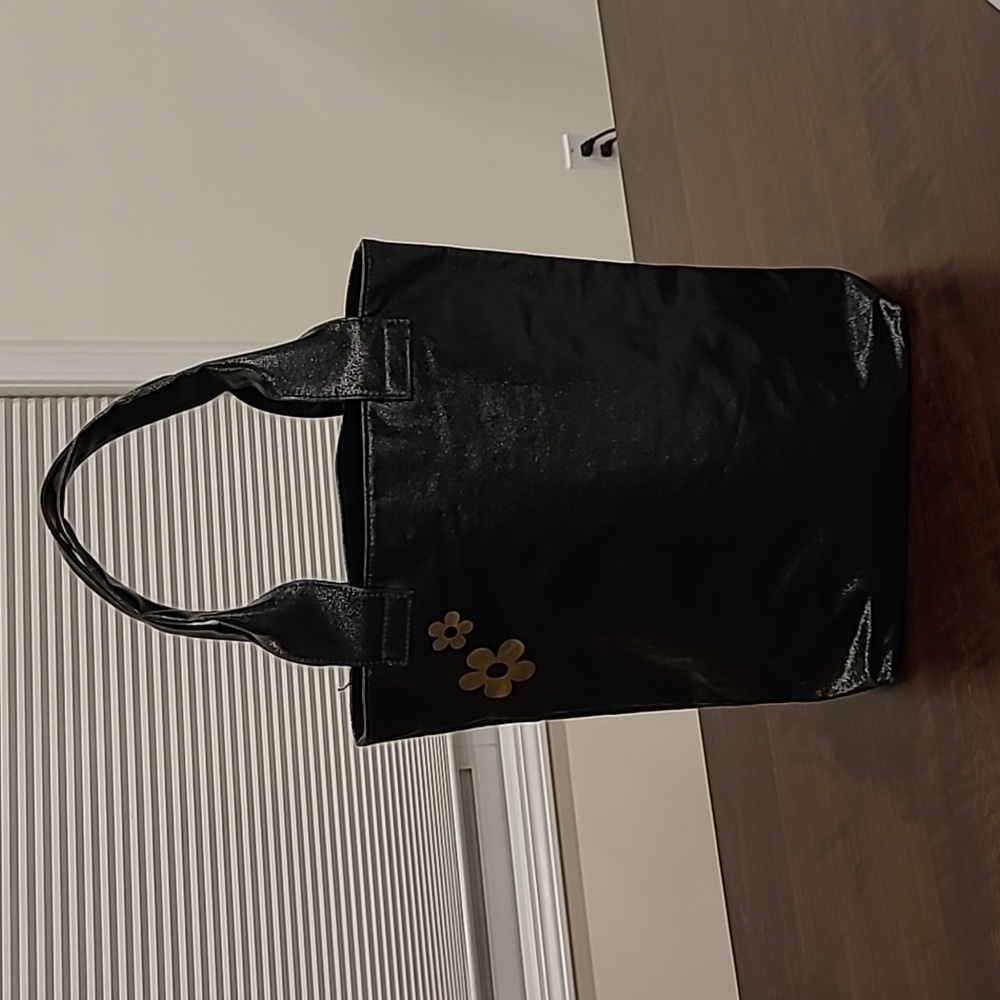 Daisy Marc Jacobs  Black and Gold Floral Wax Canvas Tote - Picture 3 of 9